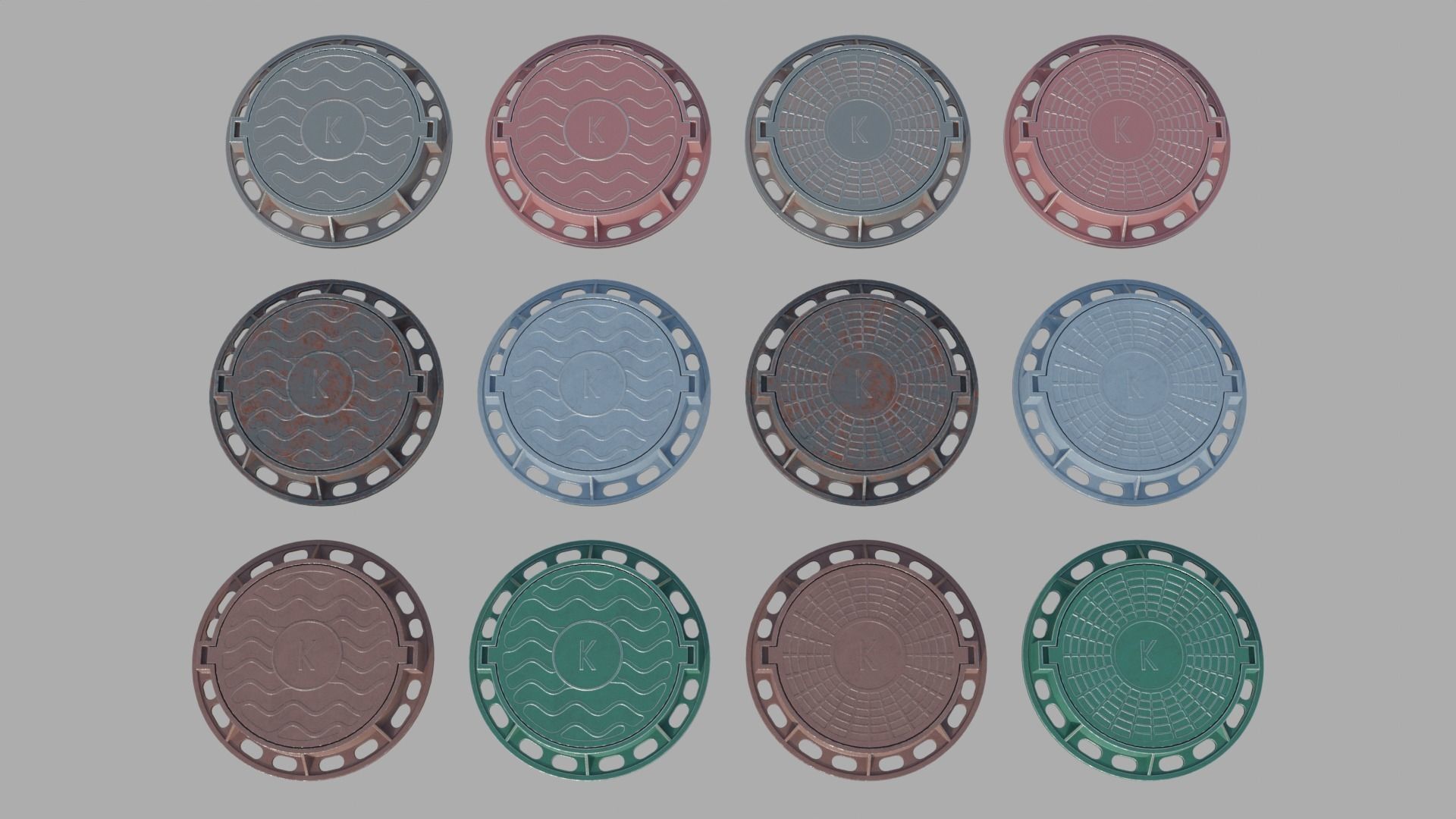 Soviet rusty street sewer manhole 3D model Low-poly 3D model_8