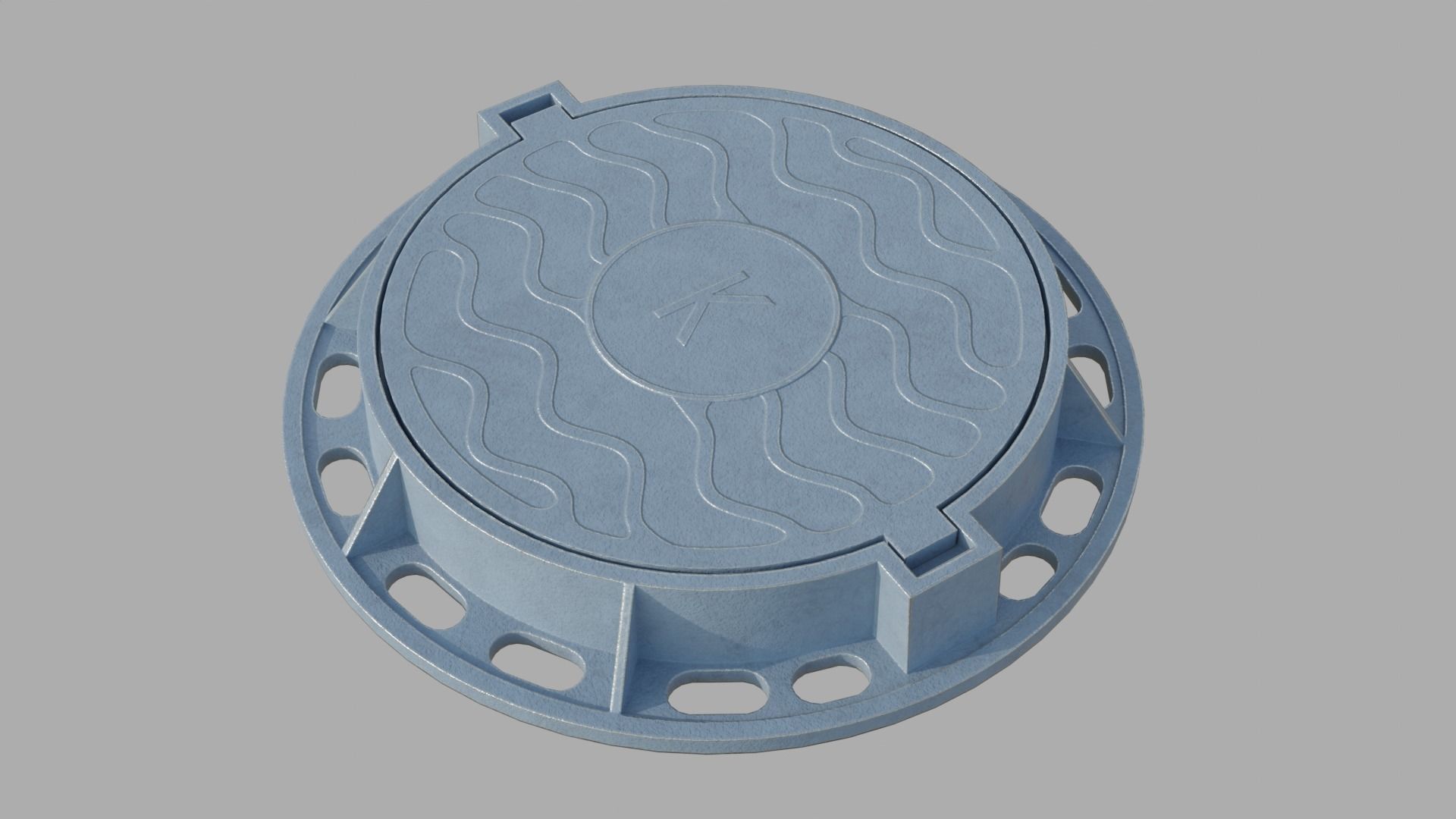 Soviet rusty street sewer manhole 3D model Low-poly 3D model_5