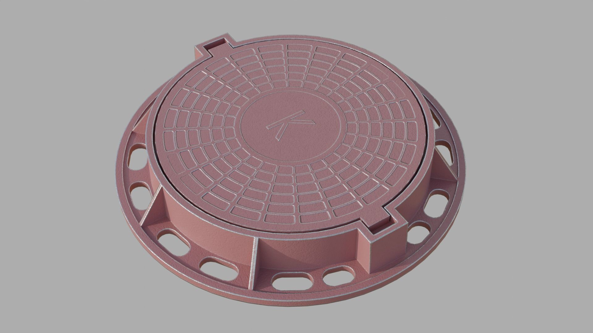 Soviet rusty street sewer manhole 3D model Low-poly 3D model_4