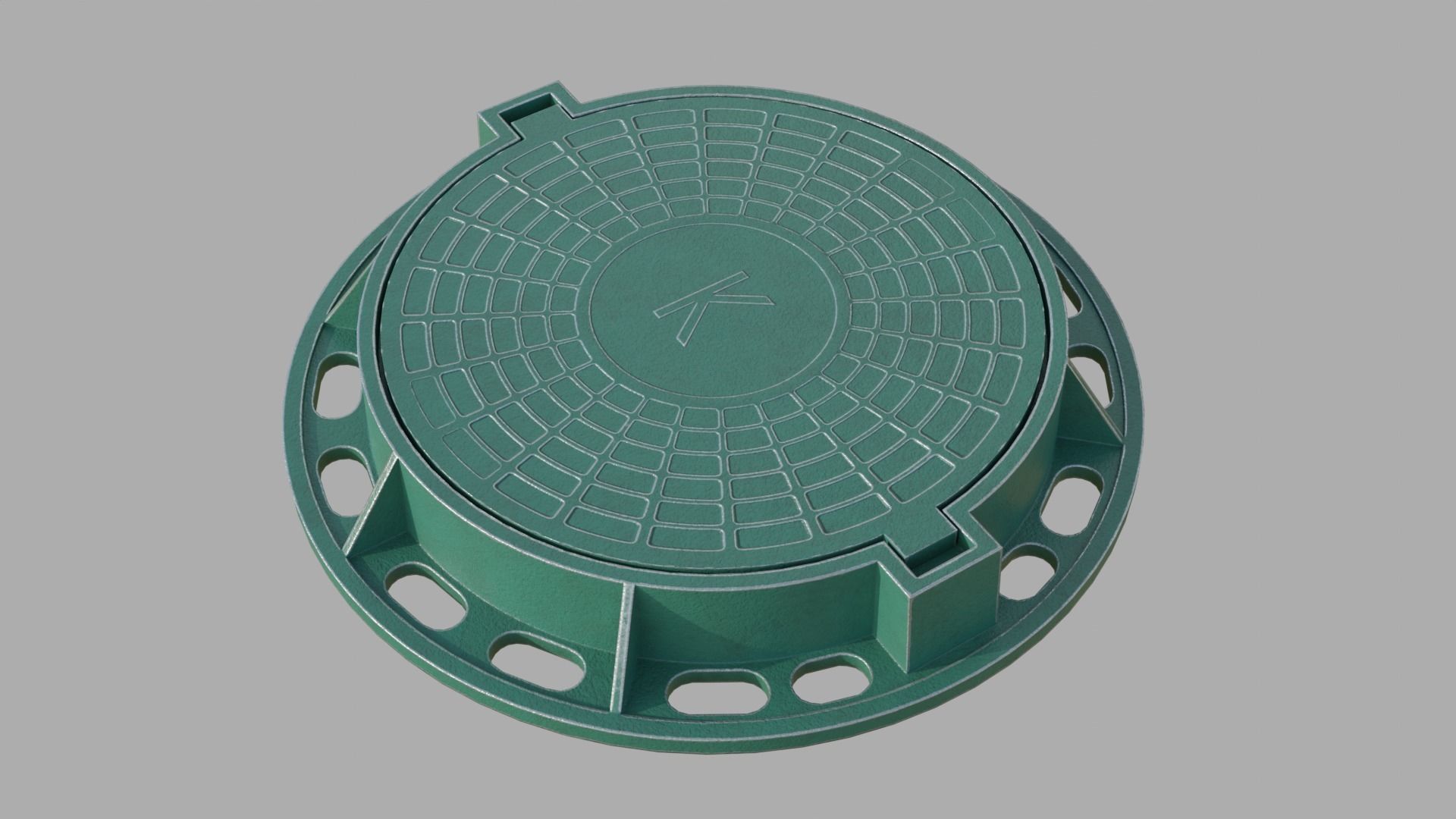 Soviet rusty street sewer manhole 3D model Low-poly 3D model_3