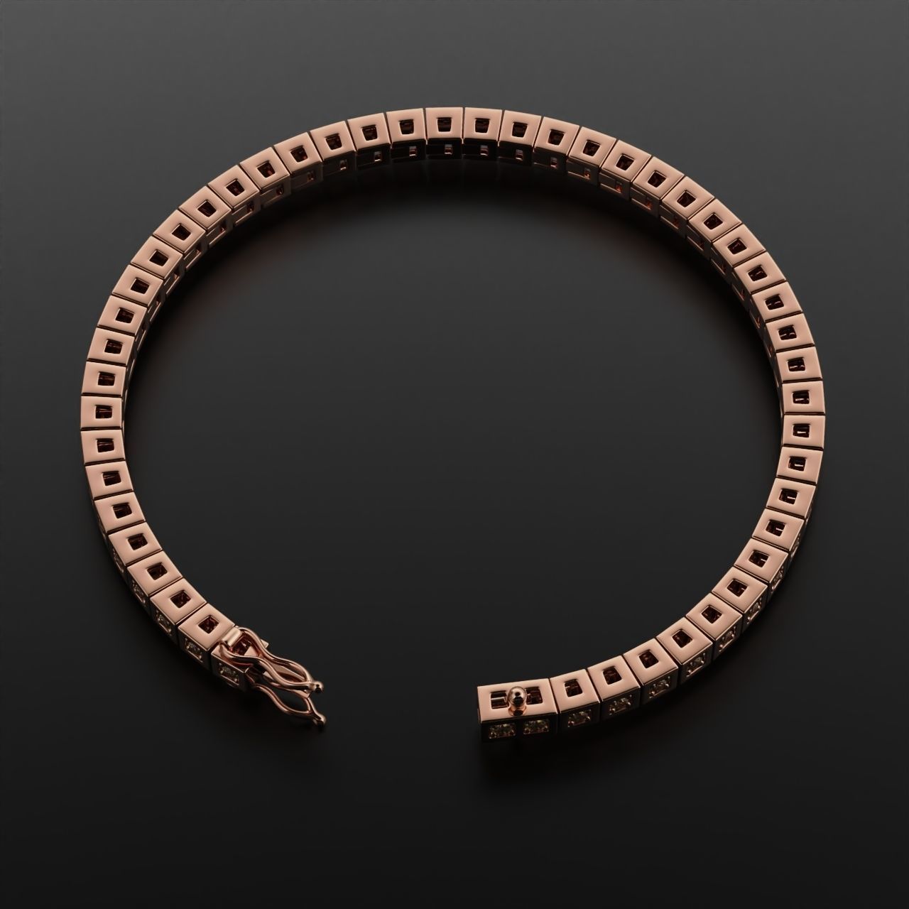 Tennis braclet round 2 mm 3D print model_8