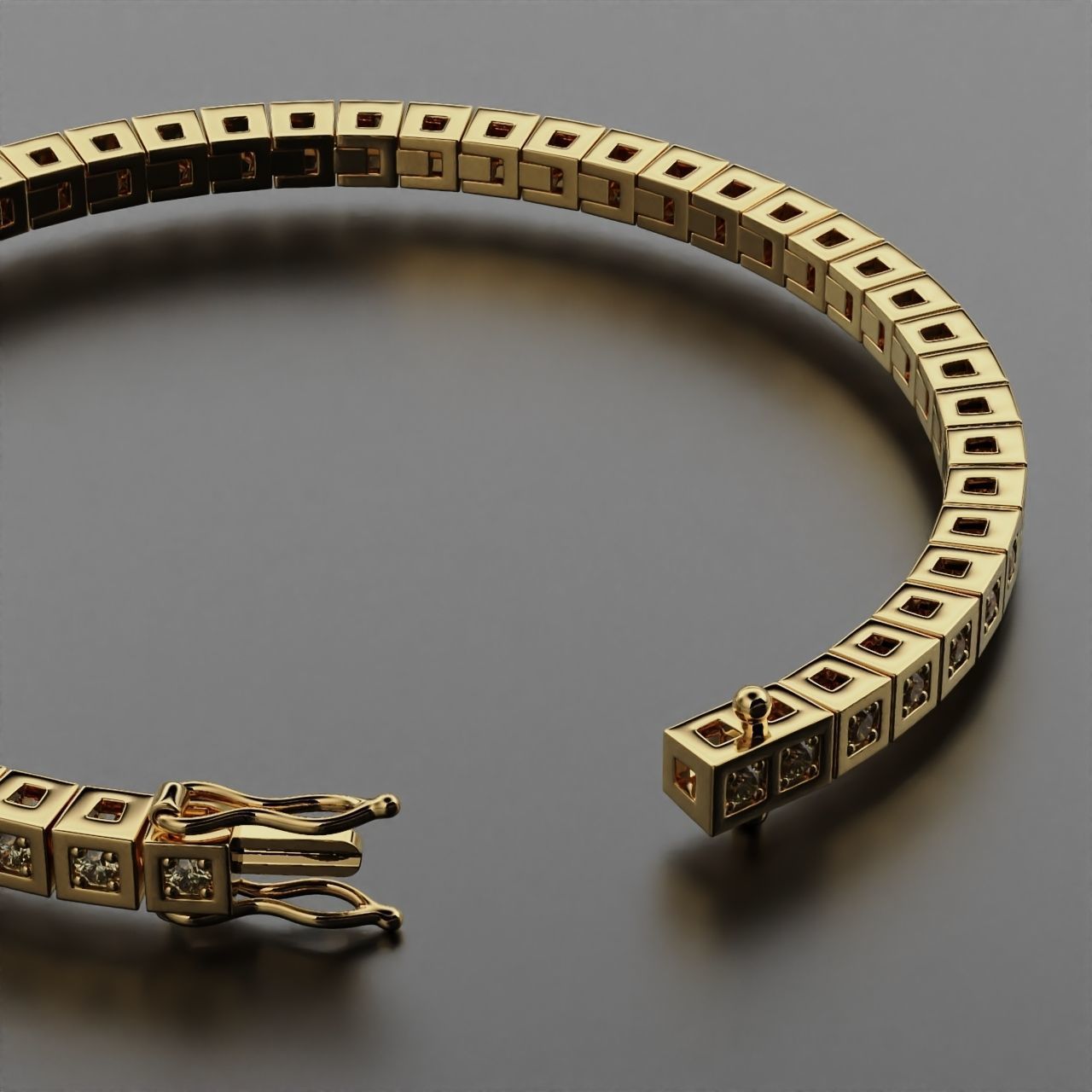 Tennis braclet round 2 mm 3D print model_4