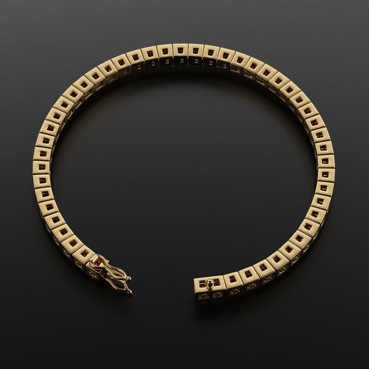 Tennis braclet round 2 mm 3D print model_7