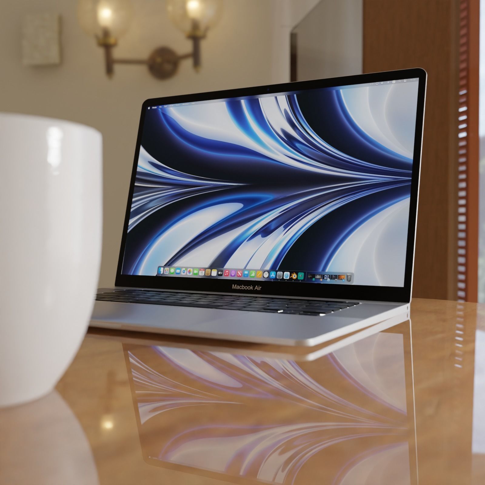 Donut and Coffee on a table set 3D model_5