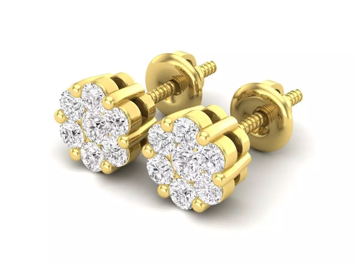 AV 353 Diamond Ladies Flower Cluster Earrings 3D print model