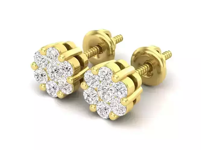 AV 353 Diamond Ladies Flower Cluster Earrings
