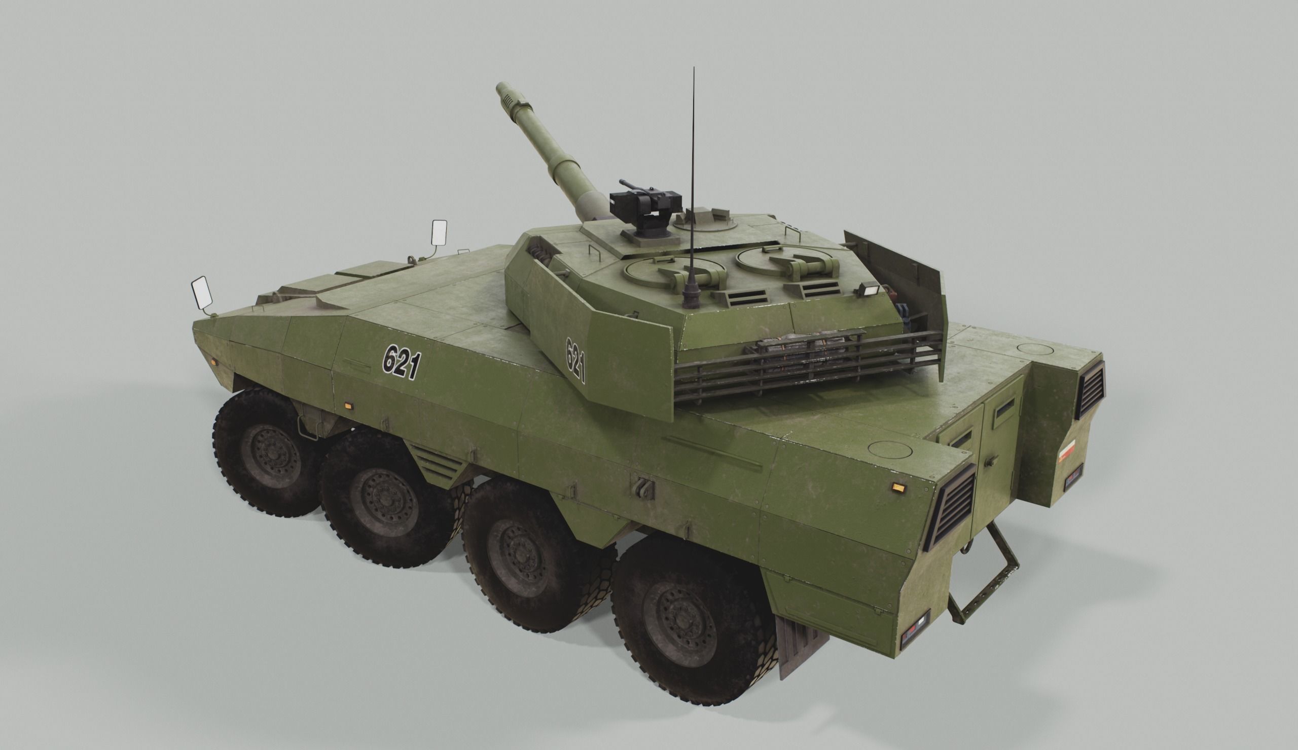 Combat wheeled armored car concept PBR Low-poly Game-ready Low-poly 3D model_5