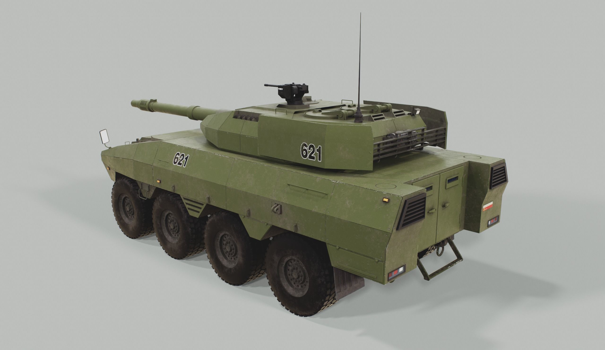 Combat wheeled armored car concept PBR Low-poly Game-ready Low-poly 3D model_3