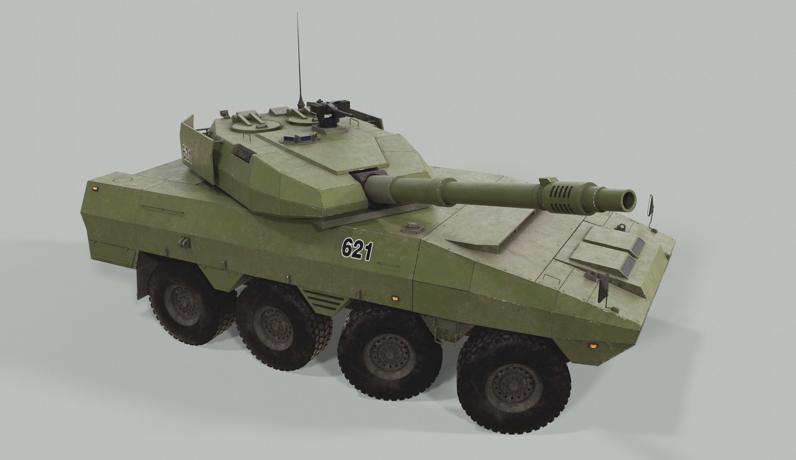 Combat wheeled armored car concept PBR Low-poly Game-ready Low-poly 3D model_4