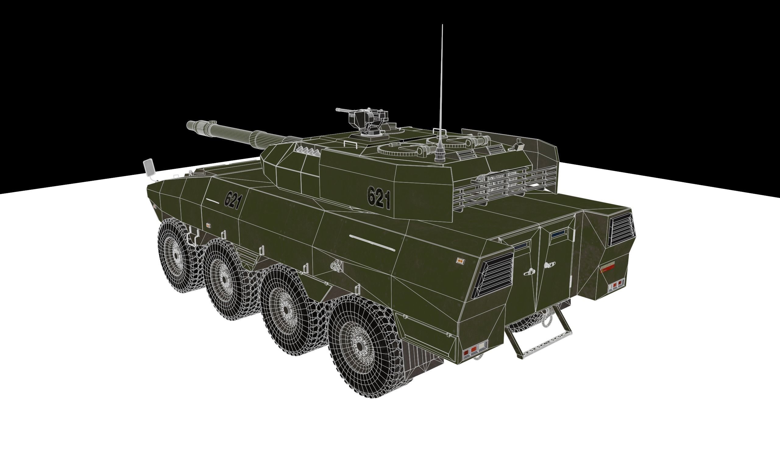 Combat wheeled armored car concept PBR Low-poly Game-ready Low-poly 3D model_8