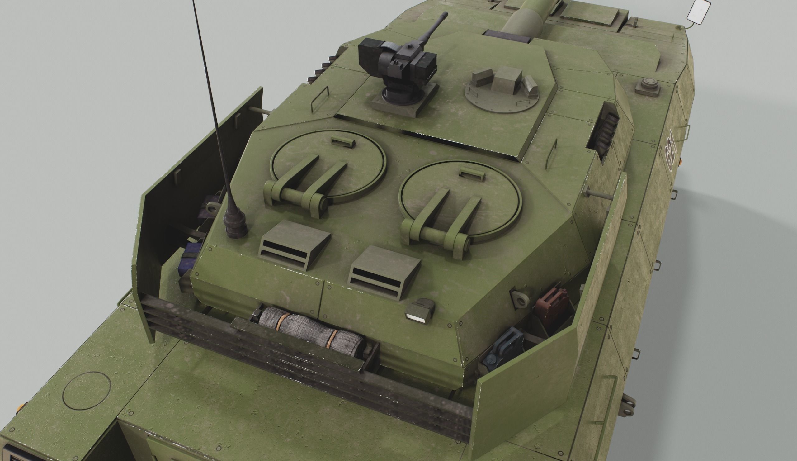 Combat wheeled armored car concept PBR Low-poly Game-ready Low-poly 3D model_6