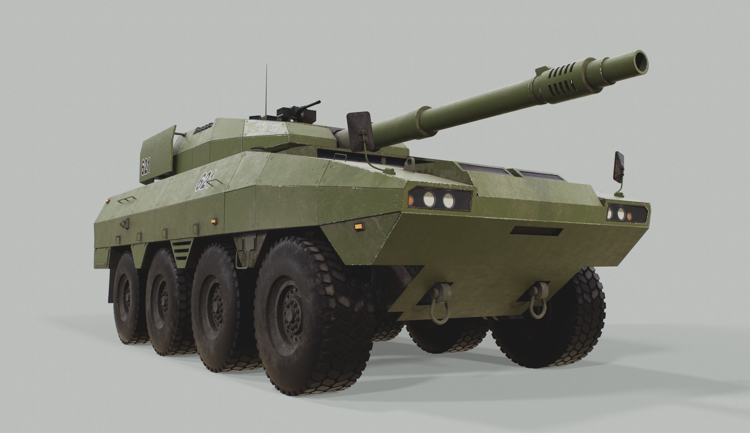 Combat wheeled armored car concept PBR Low-poly Game-ready Low-poly 3D model_2