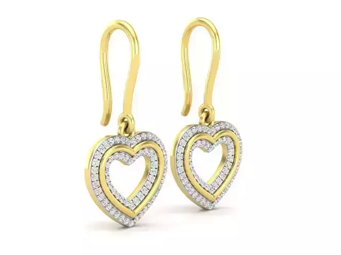 AV 359 Diamond Ladies Heart Shape Dangling Drop Earrings