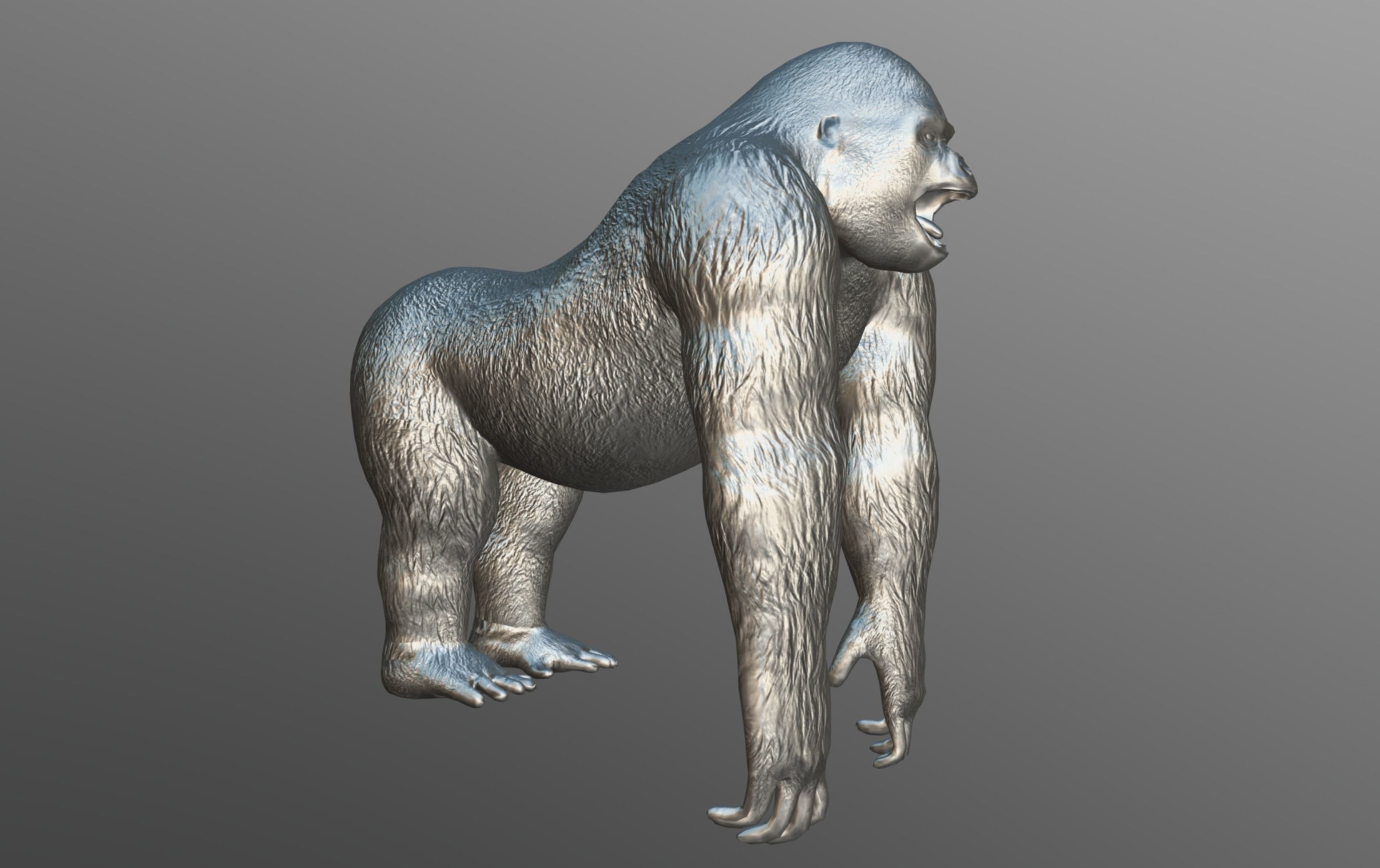 Gorilla Bronze Statue Low-poly 3D model_7
