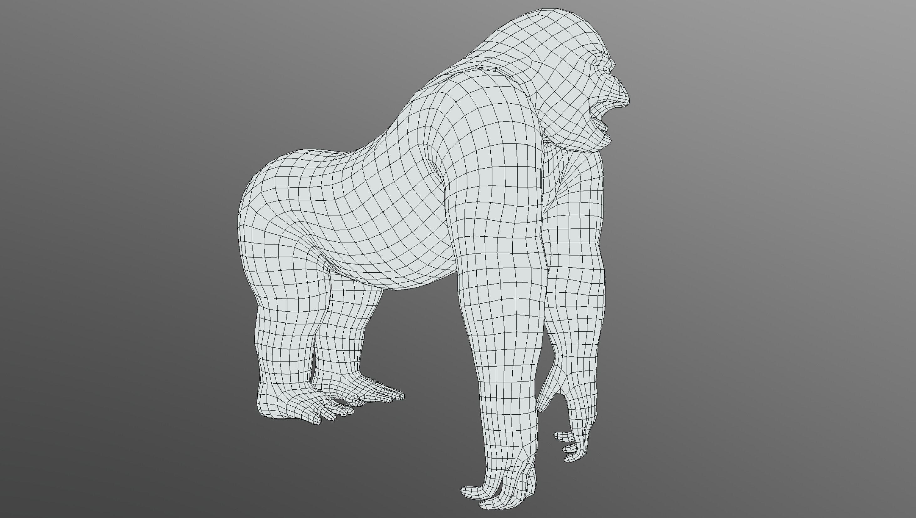 Gorilla Bronze Statue Low-poly 3D model_6