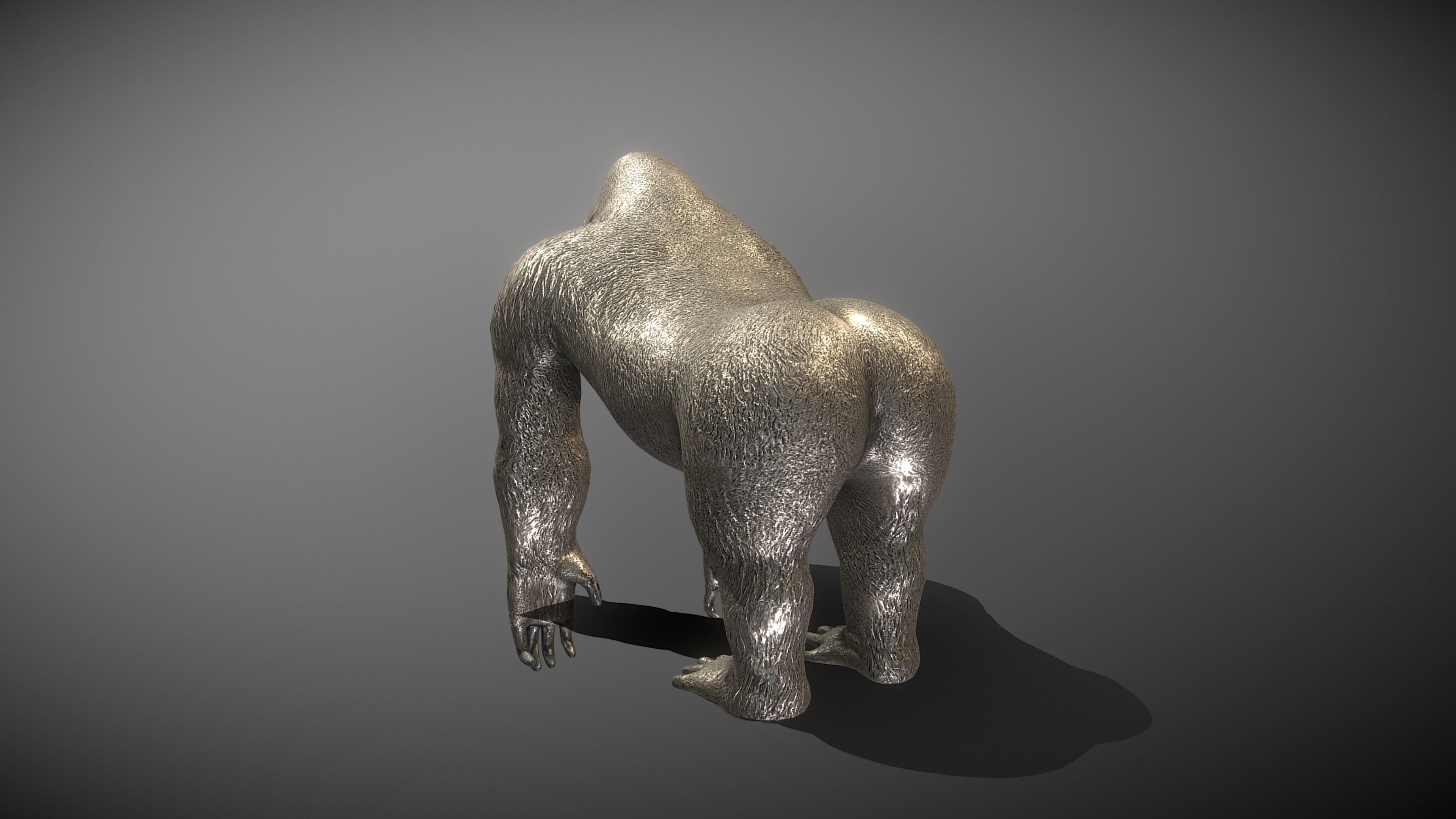 Gorilla Bronze Statue Low-poly 3D model_5