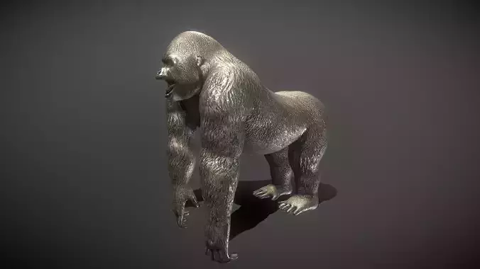 Gorilla Bronze Statue Low-poly 3D model