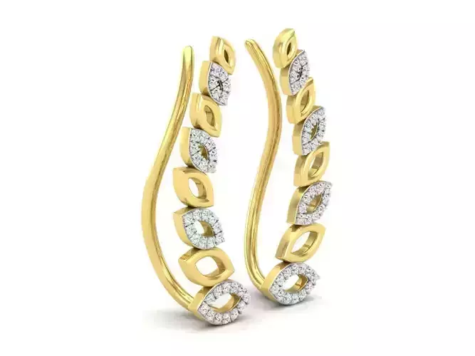 AV 361 Diamond Ladies Leaf Shaped Climber-Earrings