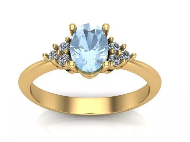 Oval aquamarine ring 6 3D print model