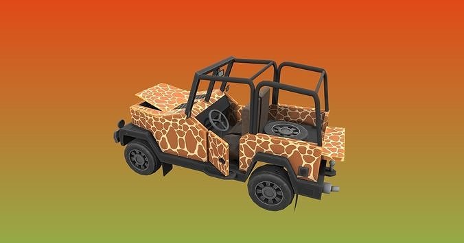 Safari Jeep Game asset Low-poly 3D model