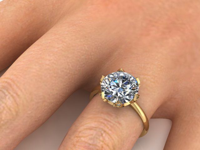 solitaire  ring 3D print model_10