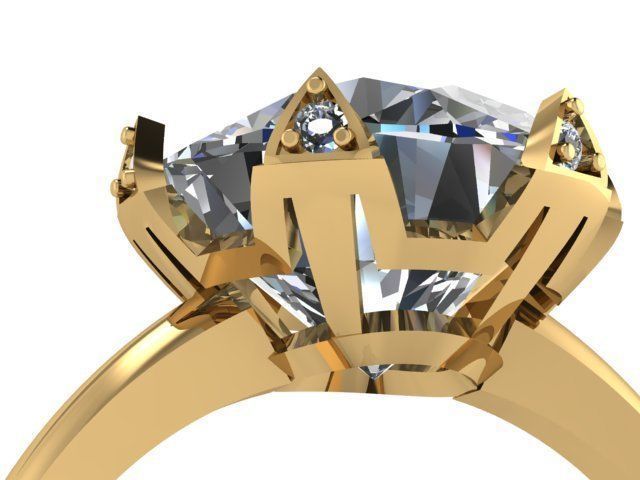 solitaire  ring 3D print model_3