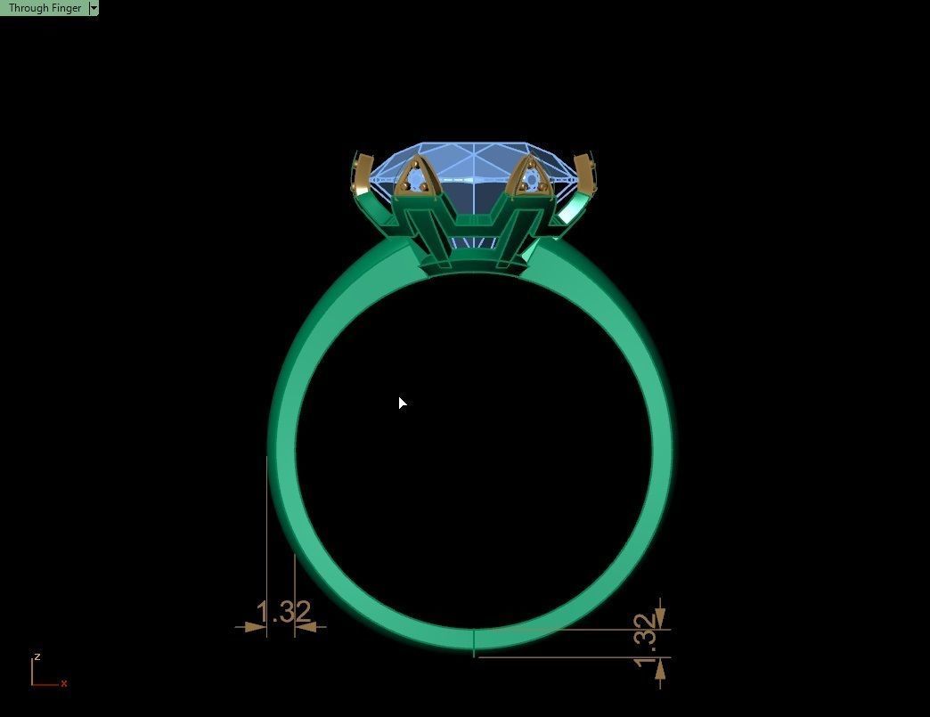 solitaire  ring 3D print model_13