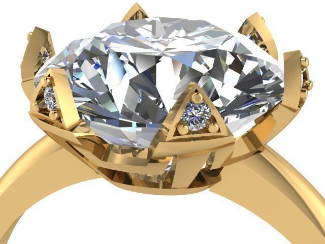 solitaire  ring 3D print model_1