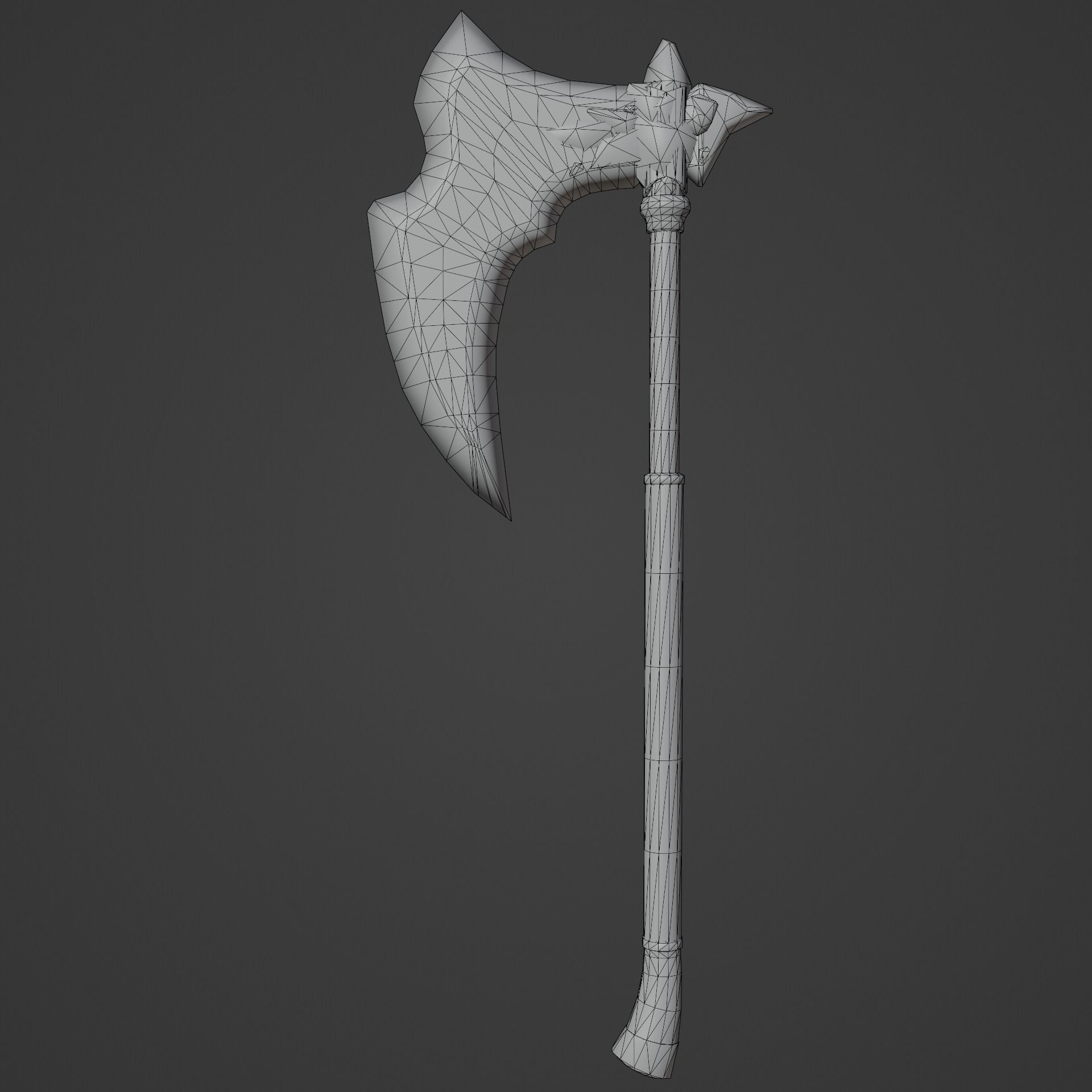 Axe Weapon with ice crystals Low-poly 3D model_7