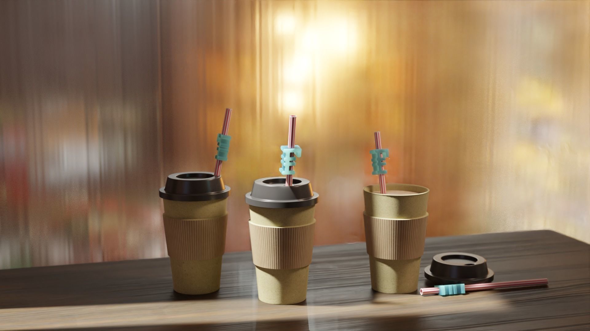 Straw topper franc sign stl tropical straw Straw topper mold 3D print model_2