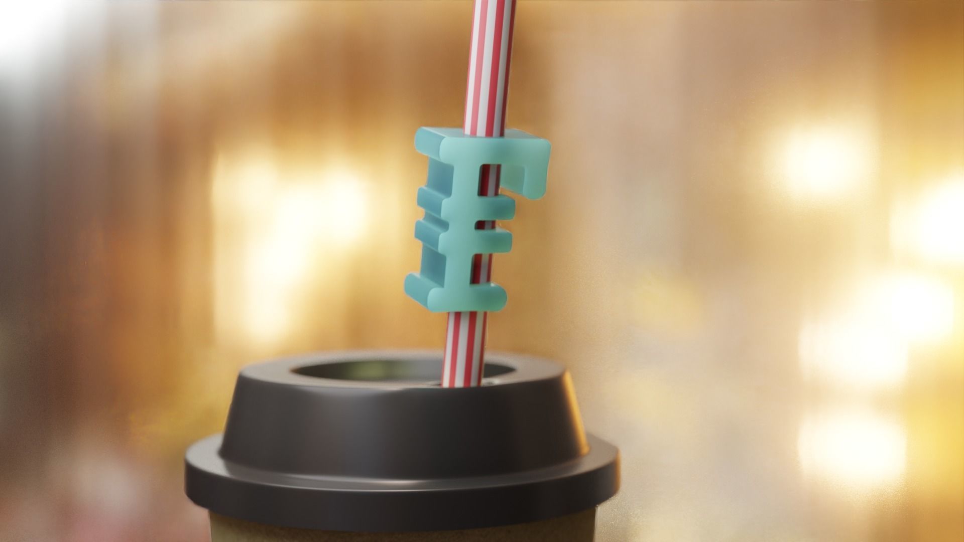 Straw topper franc sign stl tropical straw Straw topper mold 3D print model_7