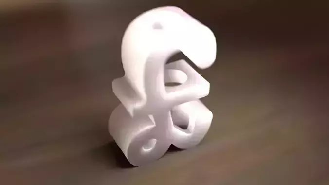 Pound sterling sign straw topper stl 3d print file  files 3D print model
