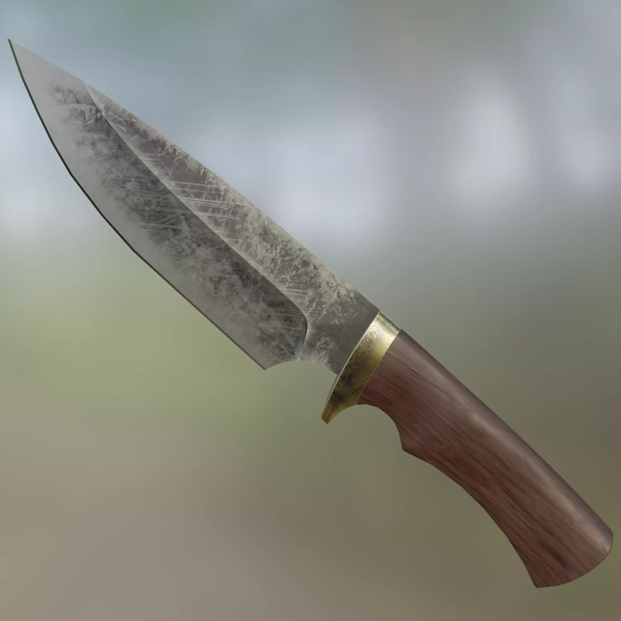 Hunting Camping Cooking and Survival Knife Low-poly 3D model_0