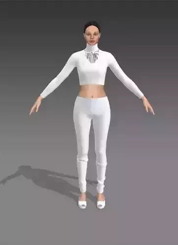 TWO PIECES WHITE COLOR BLOUSE AND PANT NECKLINE DETAIL