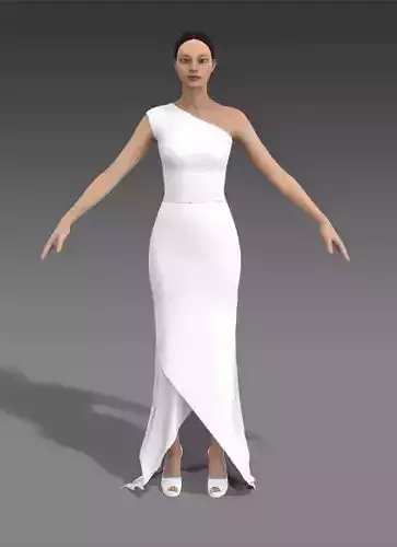 ONE SHOULDER DRESS ANVELOPE SKIRT 