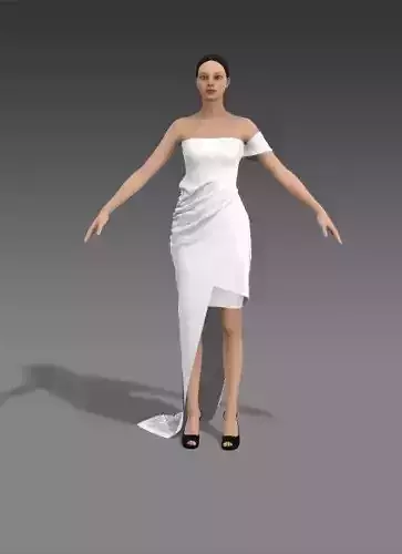 DRESS LITTLE MATTE WHITE ONE SHOULDER DRAPED 