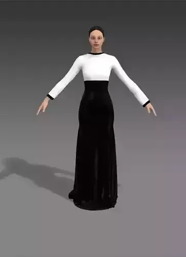 BLACK AND WHITE LONG DRESS LOOK