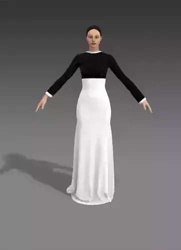BLACK AND WHITE LONG DRESS LOOK