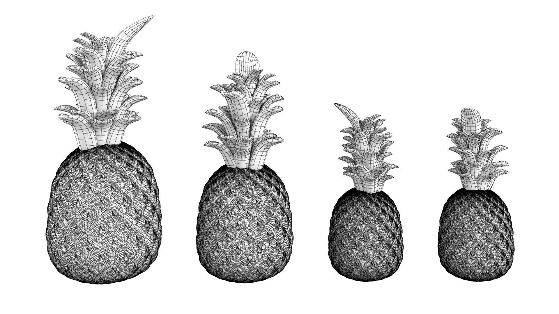 Pineapple Accessories Low-poly 3D model_6