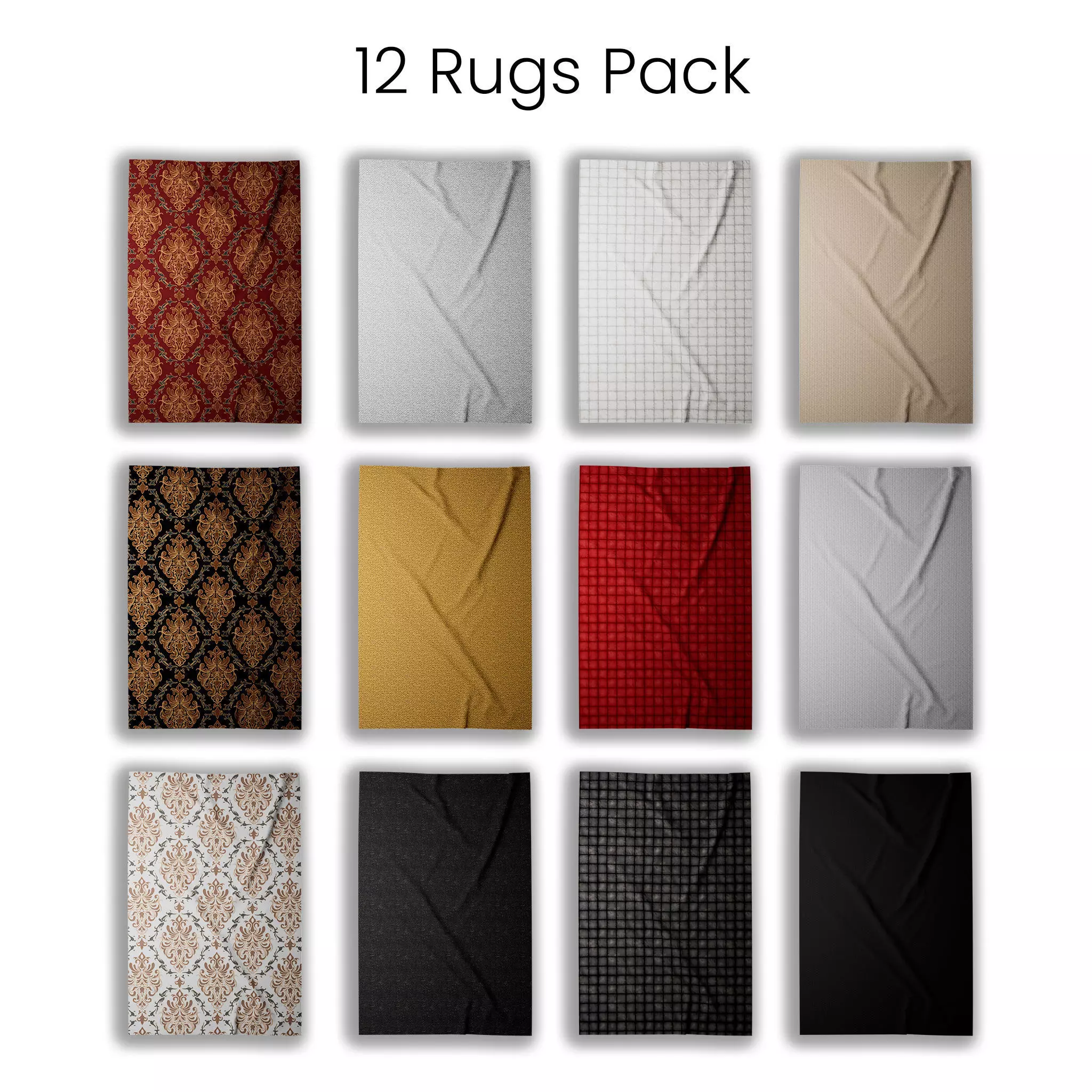 12 Rug Pack  Low-poly 3D model_0
