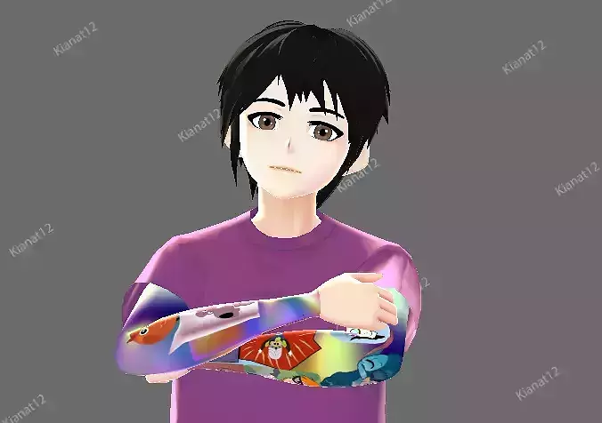 3d male anime avatar for vrchat  Low-poly 3D model