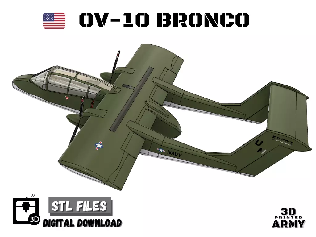 OV-10 Bronco -3D printed scalemodel - 1-40e scale -STL files 3D print model