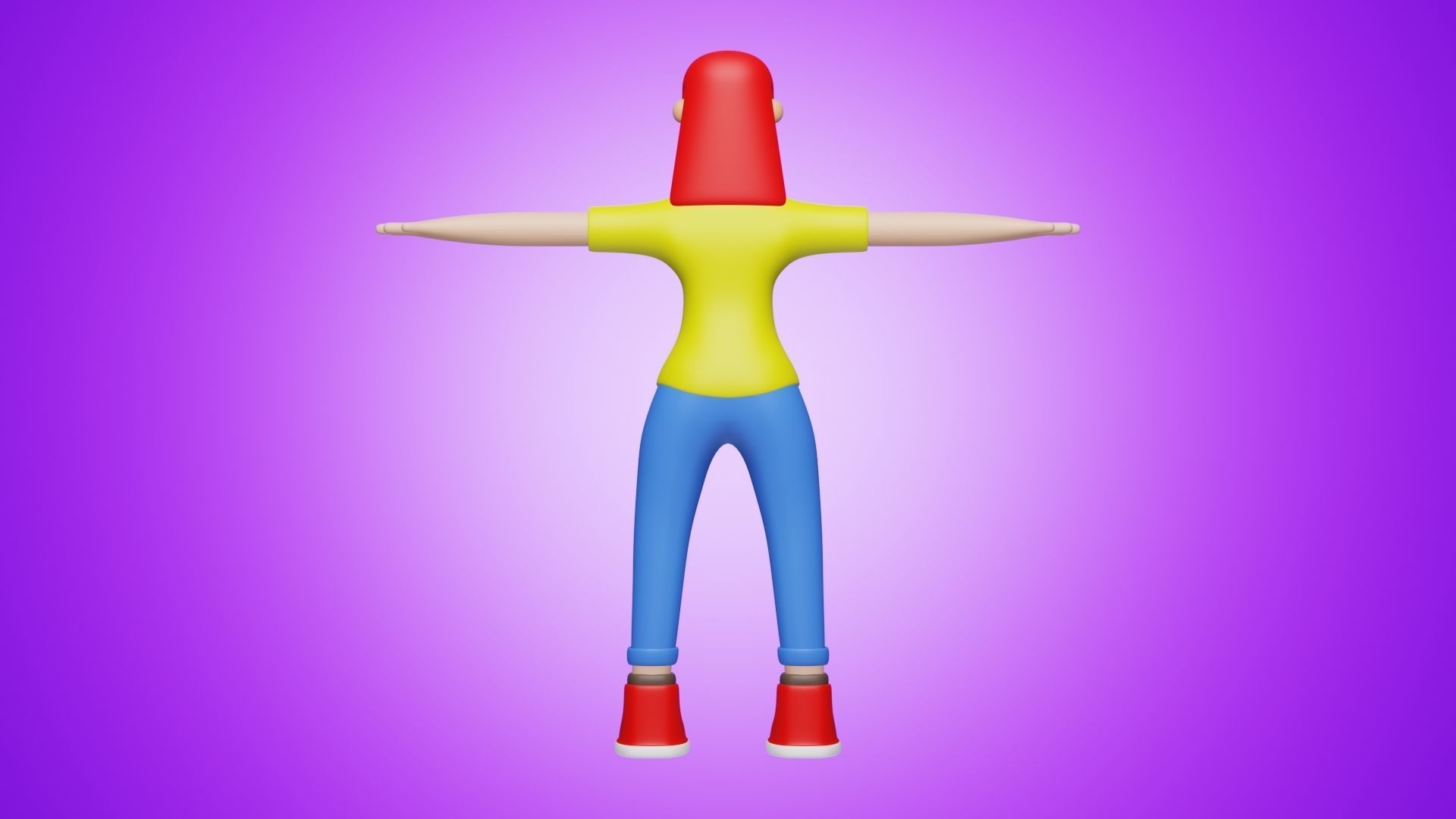 Woman Wear Short Shirt and Sneakers 3D Cartoon Character Style 3D model_2