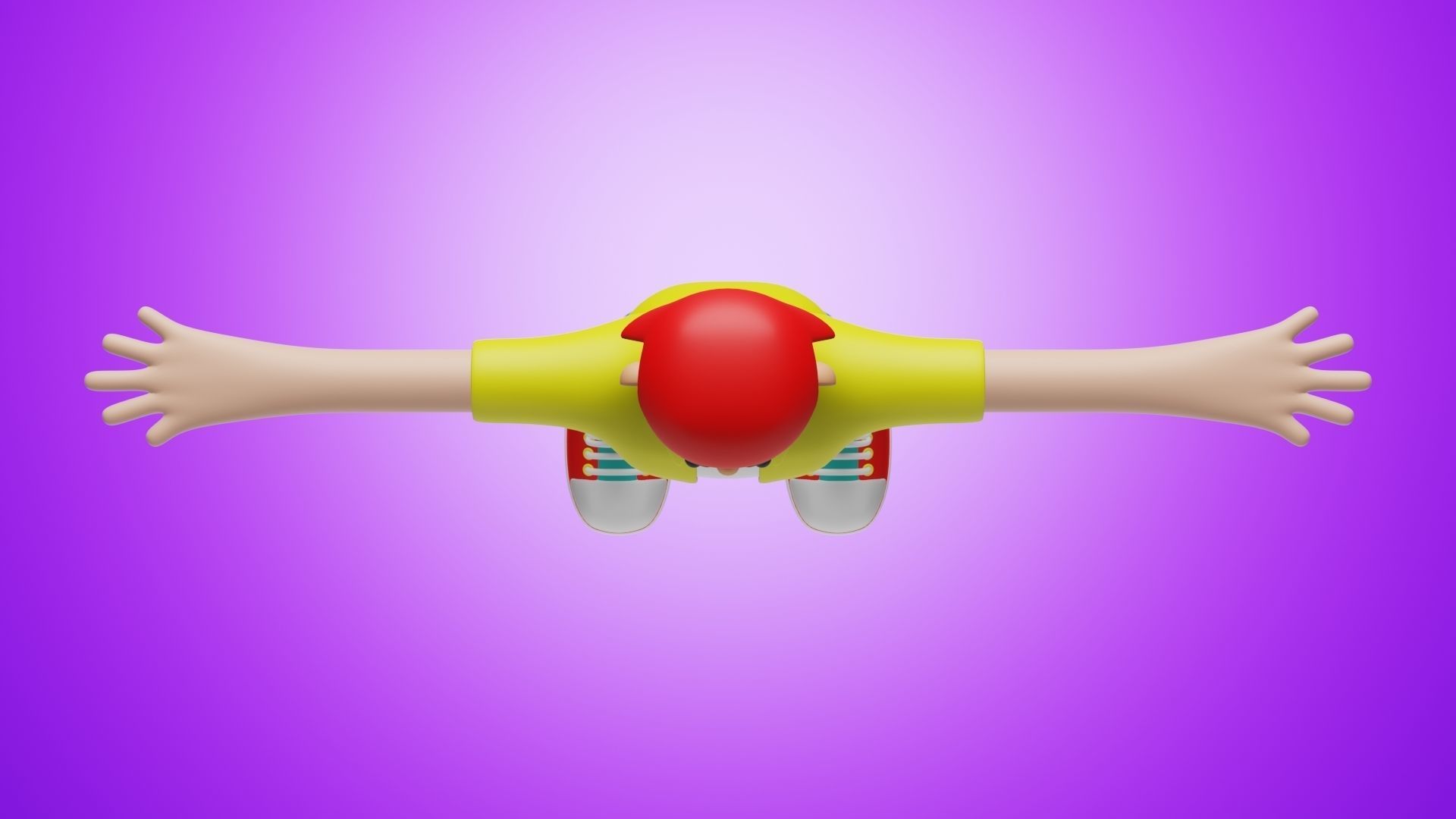 Woman Wear Short Shirt and Sneakers 3D Cartoon Character Style 3D model_4