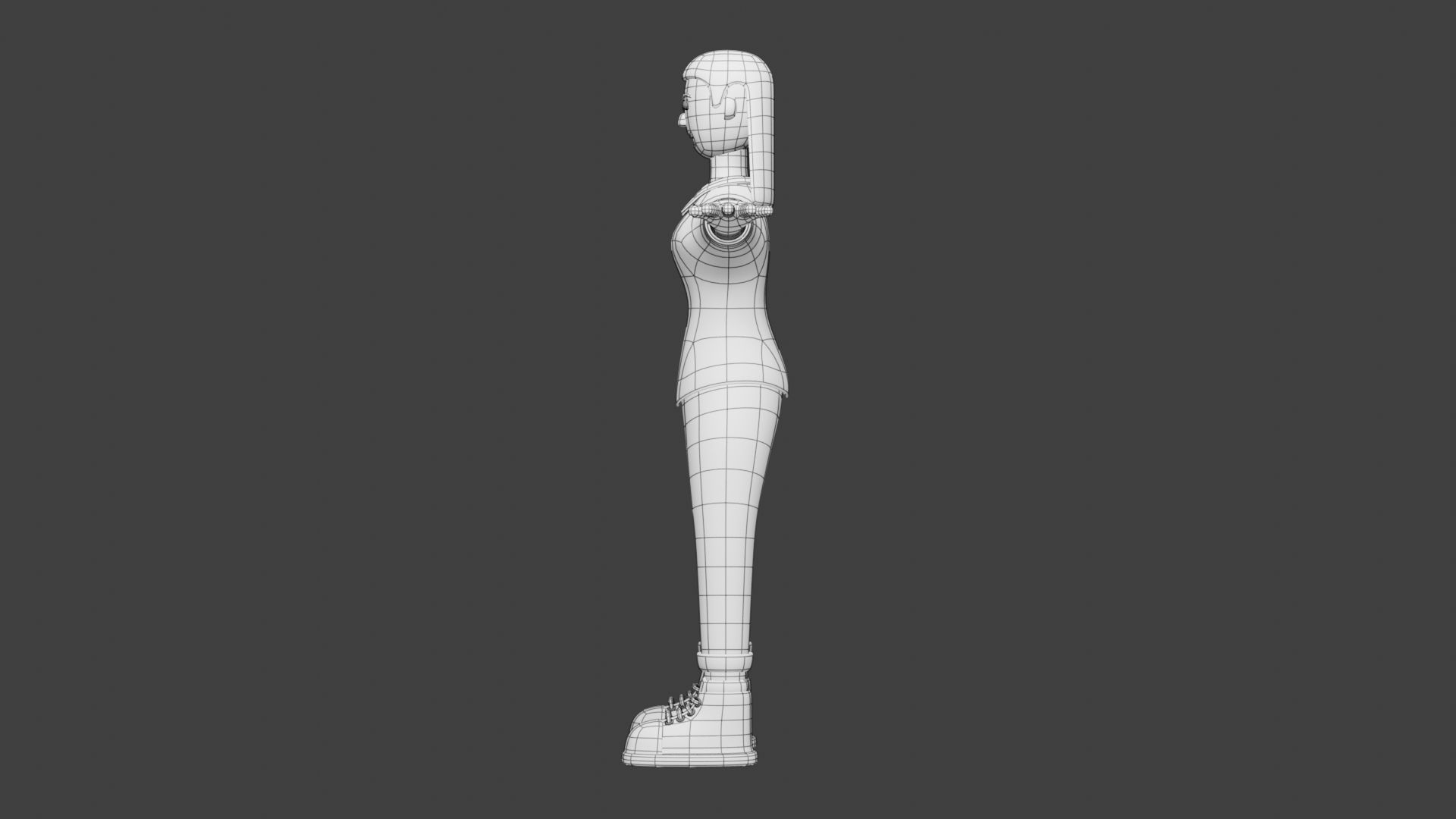 Woman Wear Short Shirt and Sneakers 3D Cartoon Character Style 3D model_8