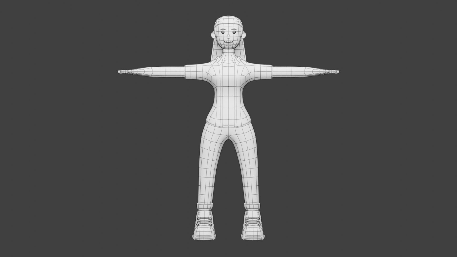 Woman Wear Short Shirt and Sneakers 3D Cartoon Character Style 3D model_5