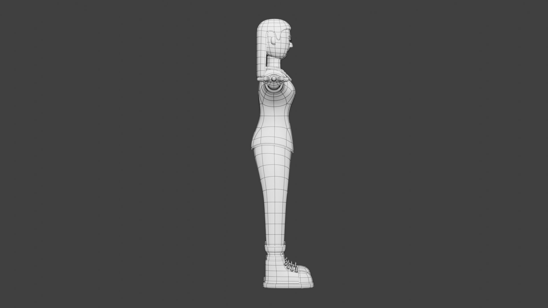 Woman Wear Short Shirt and Sneakers 3D Cartoon Character Style 3D model_6