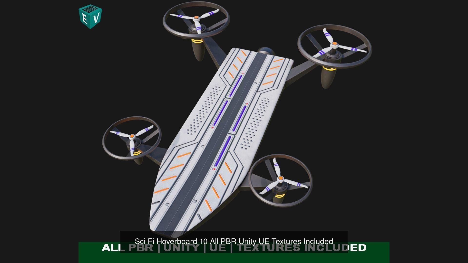 10 Sci Fi Hoverboards All PBR Unity UE Textures Included 3D Model Collection_72