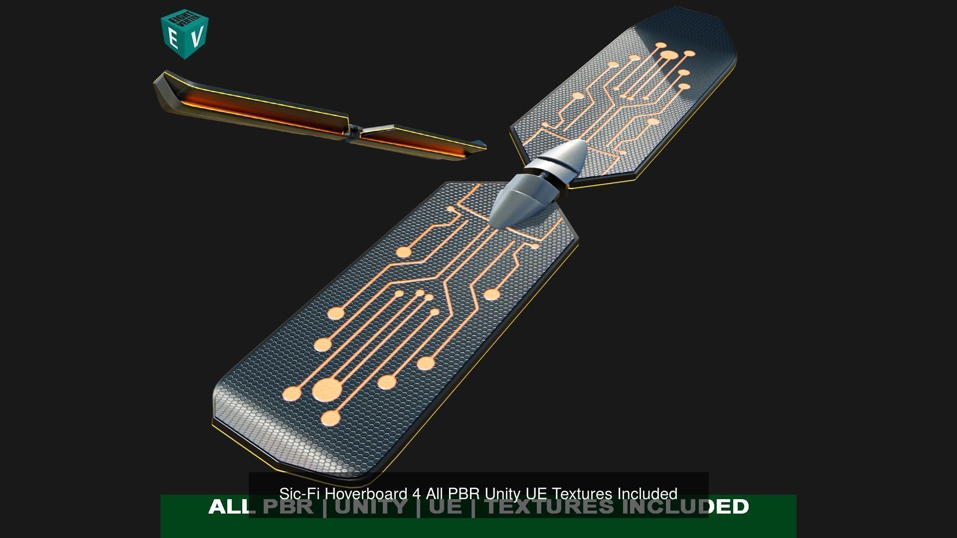 10 Sci Fi Hoverboards All PBR Unity UE Textures Included 3D Model Collection_26