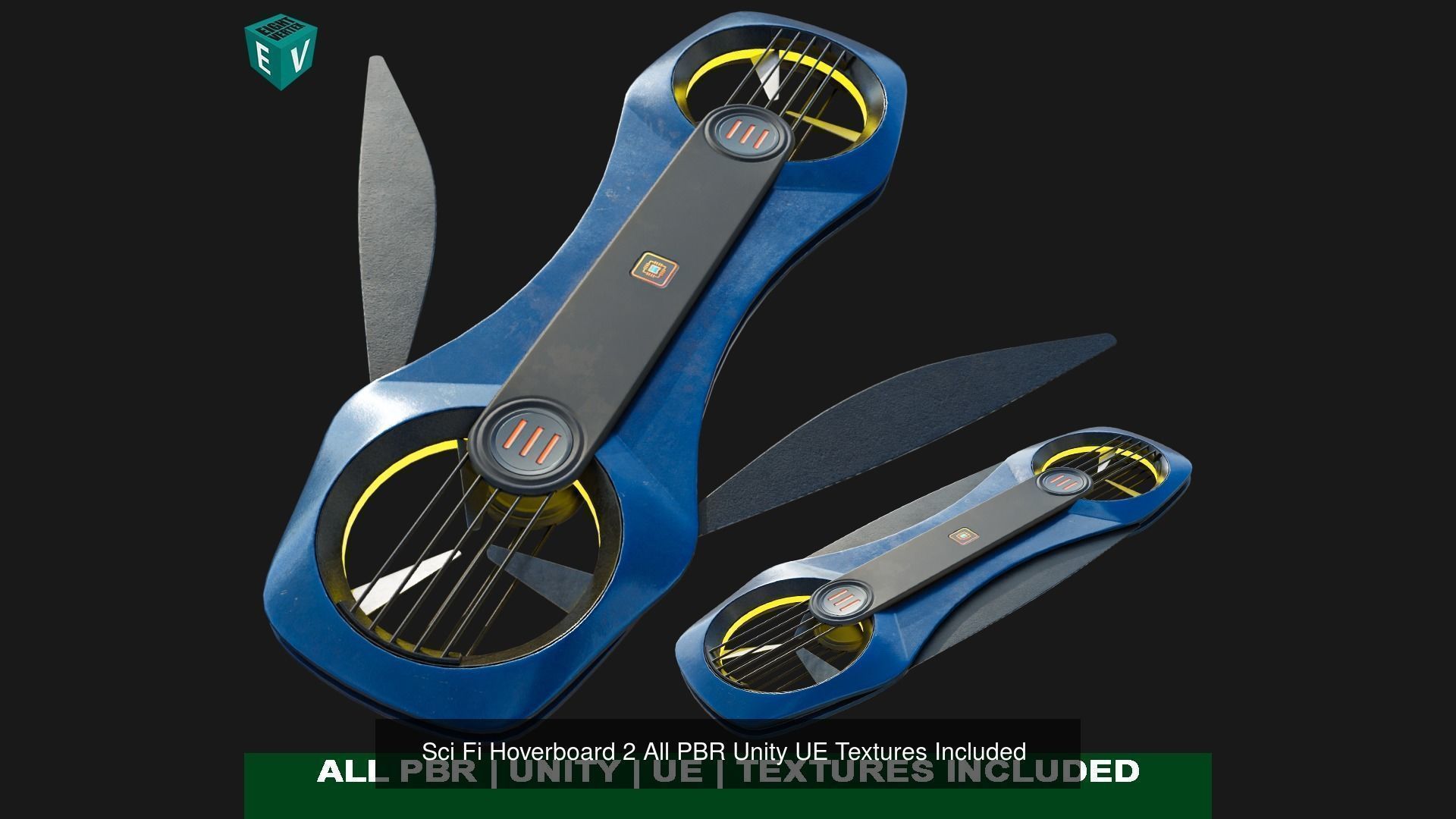 10 Sci Fi Hoverboards All PBR Unity UE Textures Included 3D Model Collection_12
